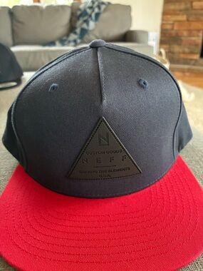 Neff Black Crown with Red Brim Snapback Hat